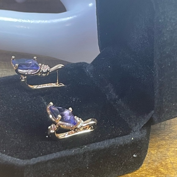 14K ROLLED AMETHYST & SAPPHIRE Ring & Earrings Set. - Picture 9 of 15